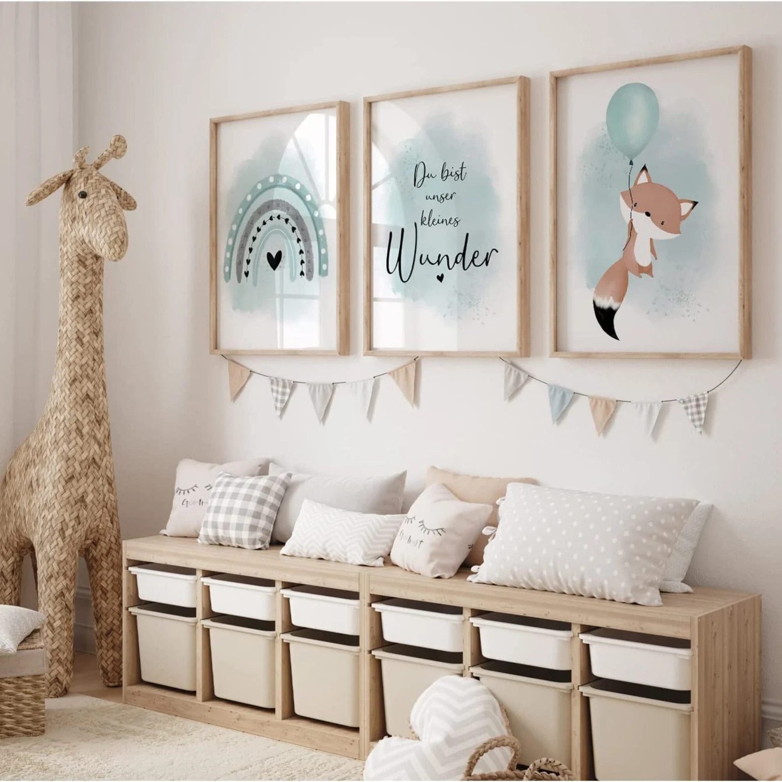 MeinBaby123® Poster Bilder Kinderzimmer, Poster Kinderzimmer Deko, Babyzimmer Deko, Spruch Wandbilder, Boho, Tiere