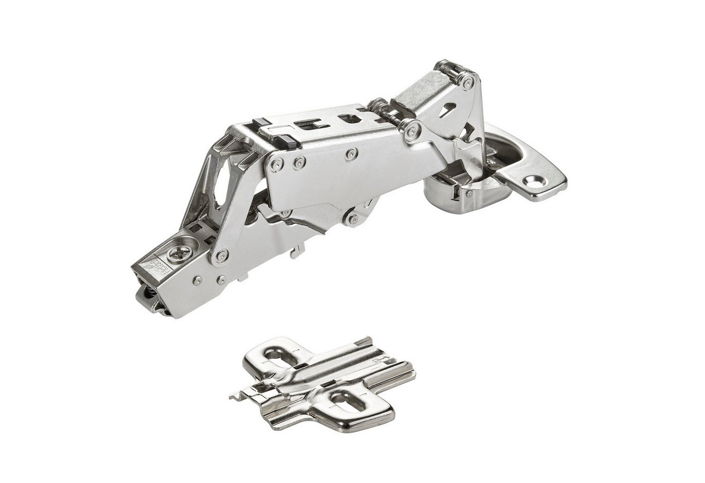 SO-TECH® Türbeschlag Softclose Weitwinkel Scharnier 165° Sensys 8657i (1 St), Eckanschlag Schnellmontage inkl. Montageplatte Höhe 0 mm