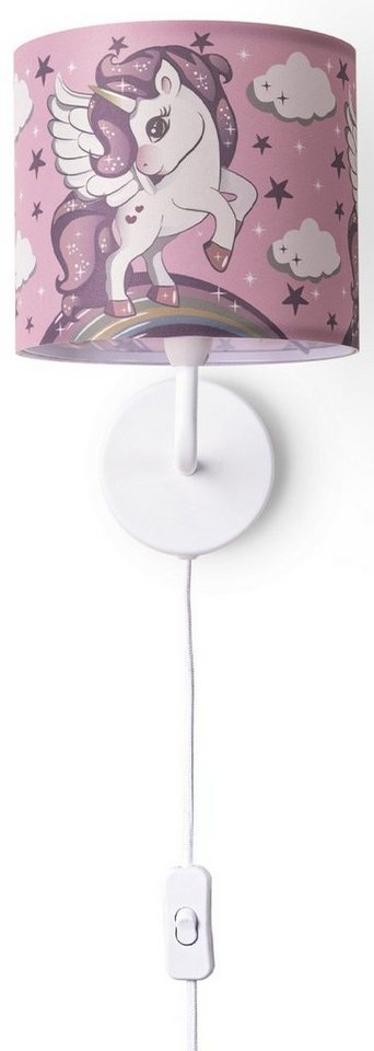 Paco Home Wandleuchte Cosmo 213, LED fest integriert, Kinderlampe Mit âˆ…18cm  Einhorn Regenbogen Kabellänge 3m E14