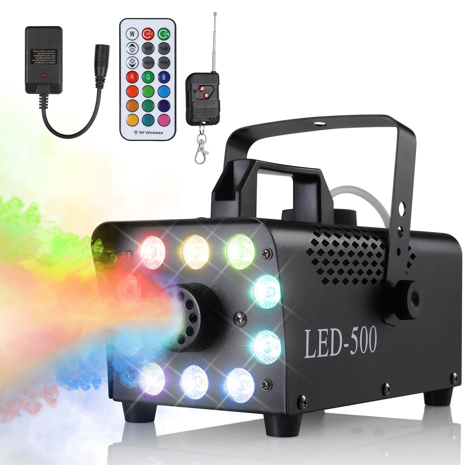TLGREEN Discolicht Nebelmaschine Mini, Smoke Machine mit RGB Effekt, für Halloween Weihnachten DJ Party