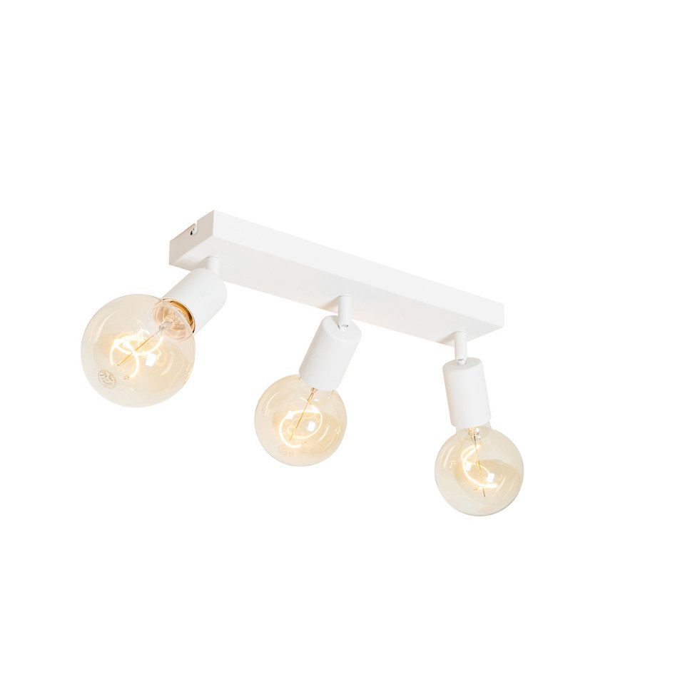 Qazqa LED Aufbaustrahler Facil, ohne Leuchtmittel, E27, Weiß, Modern, Stahl, 3-flammig