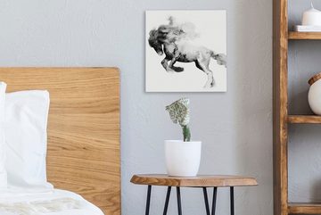 OneMillionCanvasses® Gemälde Gemälde - Pferd - Tiere - Ölfarbe - Schwarz - Weiß, (1 St), Leinwand Bilder für Wohnzimmer Schlafzimmer