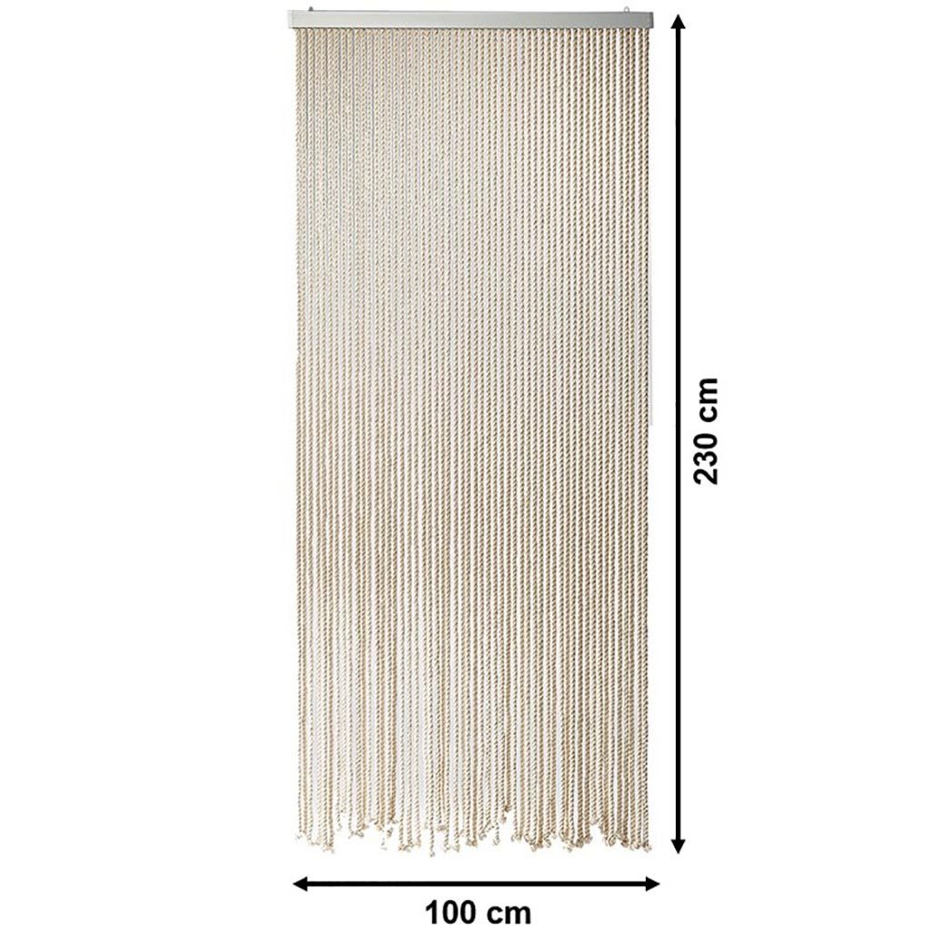 Kobolo Türvorhang Seilvorhang MARITIM mit Aluleiste - 100 x 230 cm (1 St), Ösen, halbtransparent, 60 Stränge
