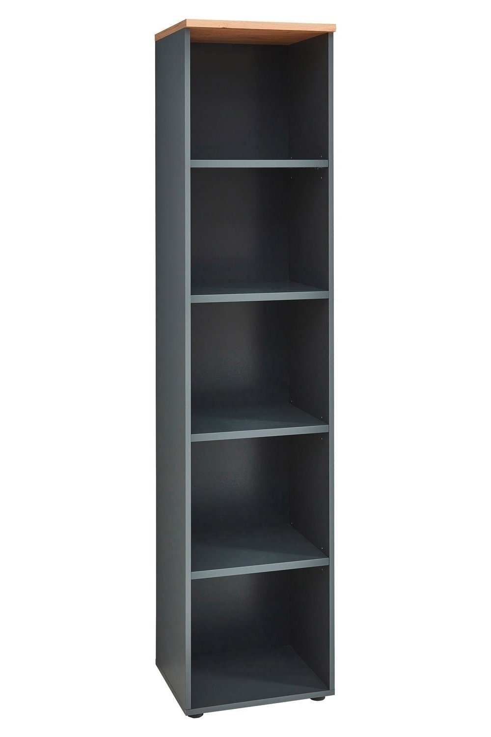 Innostyle Aktenschrank Regal MEMPHIS, Graphit Dekor, B 45 x H 197 cm Artisan Eiche Dekor, 5 offene Fächer