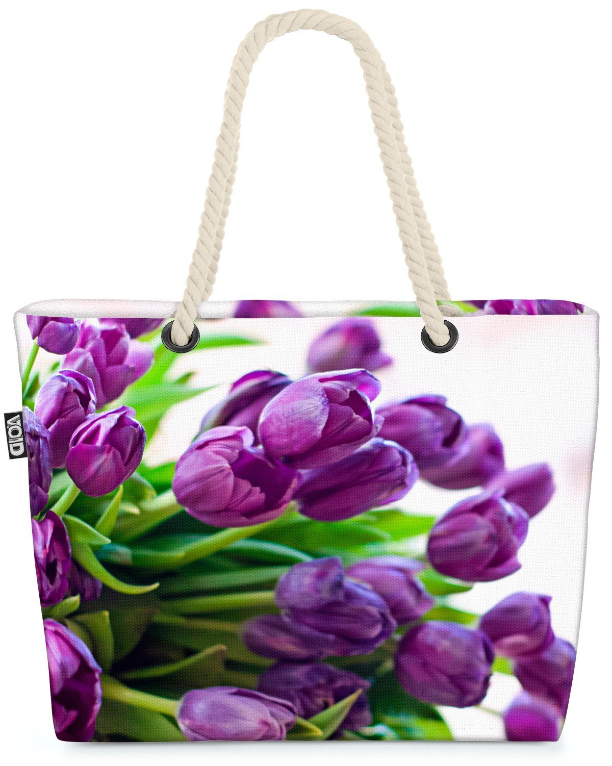 VOID Strandtasche (1-tlg), Tulpen Blumenstrauß Blumen Tulpen Blumenstrauß Blumen Floral Lila Ges