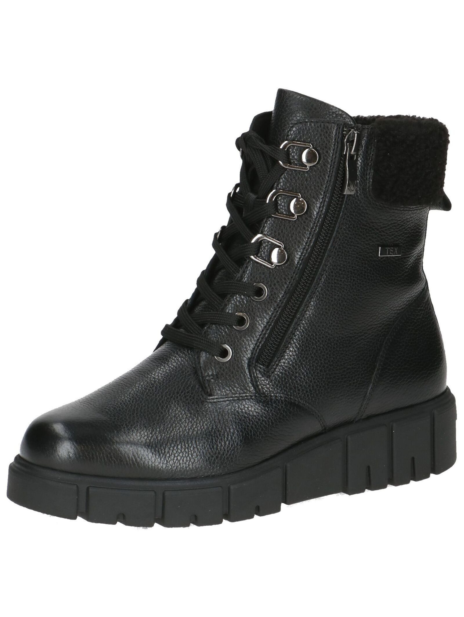 Stiefelette Leder/Textil . Schnürstiefelette