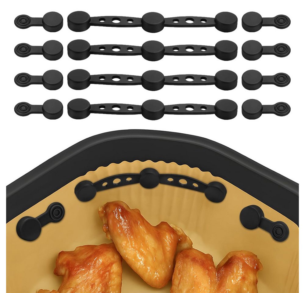 TUWENA Backpapier Magnete für Airfryer Backpapier, 4 Stück Silikon Befestigungsschnalle, Festhalten Von Pergamentpapier, Wiederverwendbare Airfryer Zubehör