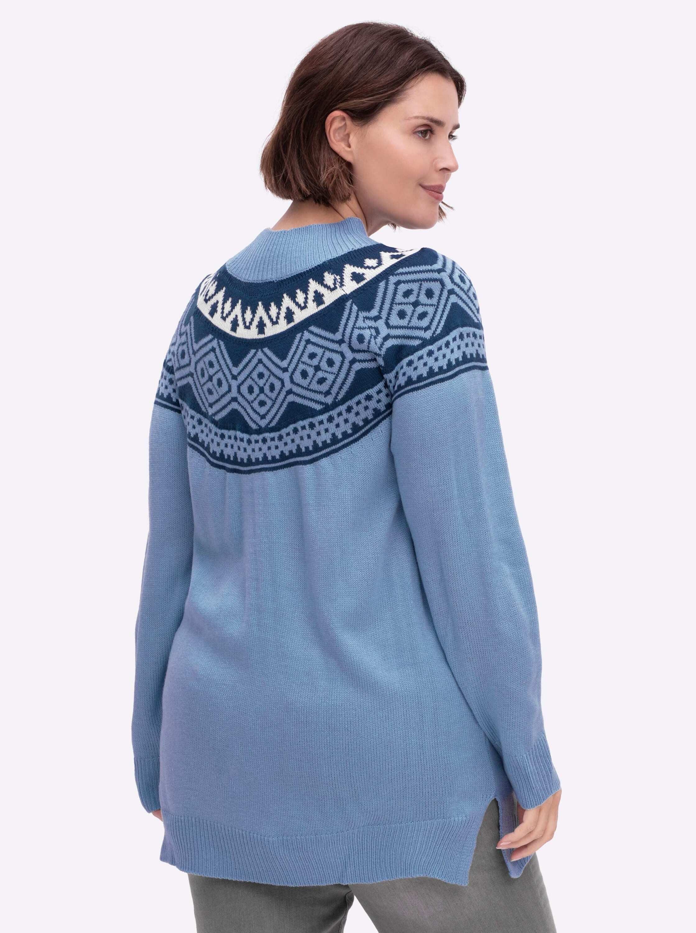 Sieh an! Strickpullover Longpullover Langarm Jacquard, Jersey