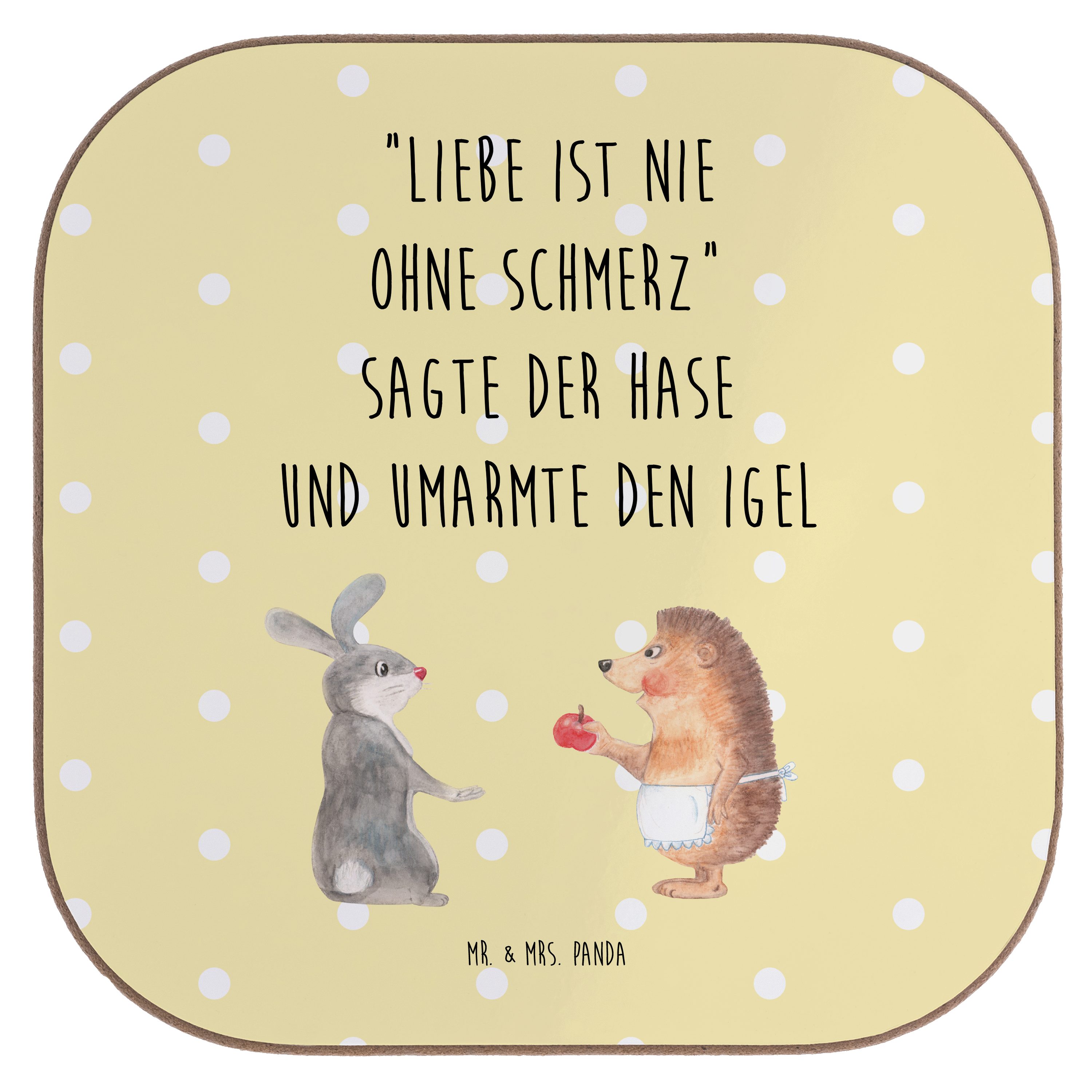 Mrs. Liebe - ohne Geschenk, 1-tlg. ist - nie Sprüche, Panda Schmerz & Mr. Gelb Getränkeuntersetzer Pastell lustige