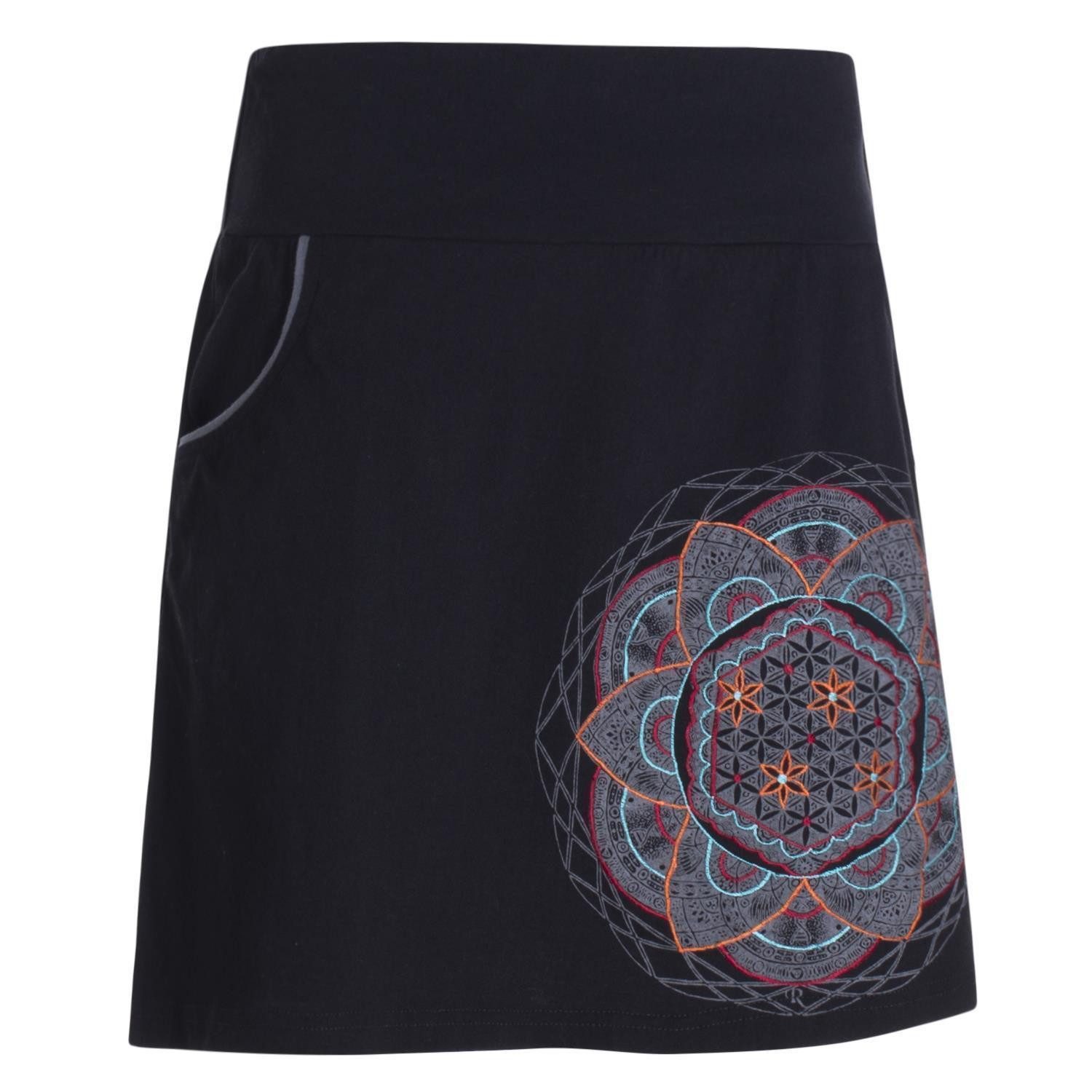 Vishes Minirock Kurzer Damen Baumwoll-Rock Taschen-Rock Mini-Röcke Blume des Lebens Hippie, Ethno, Boho Style – Bild 4 von 4