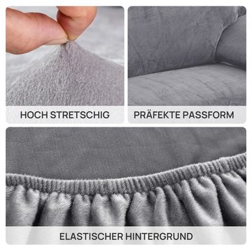 Sofahusse Stretch Samt Sofabezug Modern Sofaüberwurf Elastische Couchbezug, MULISOFT, Sofahusse mit Armlehne für Wohnzimmer, Protector für Hunde Haustiere