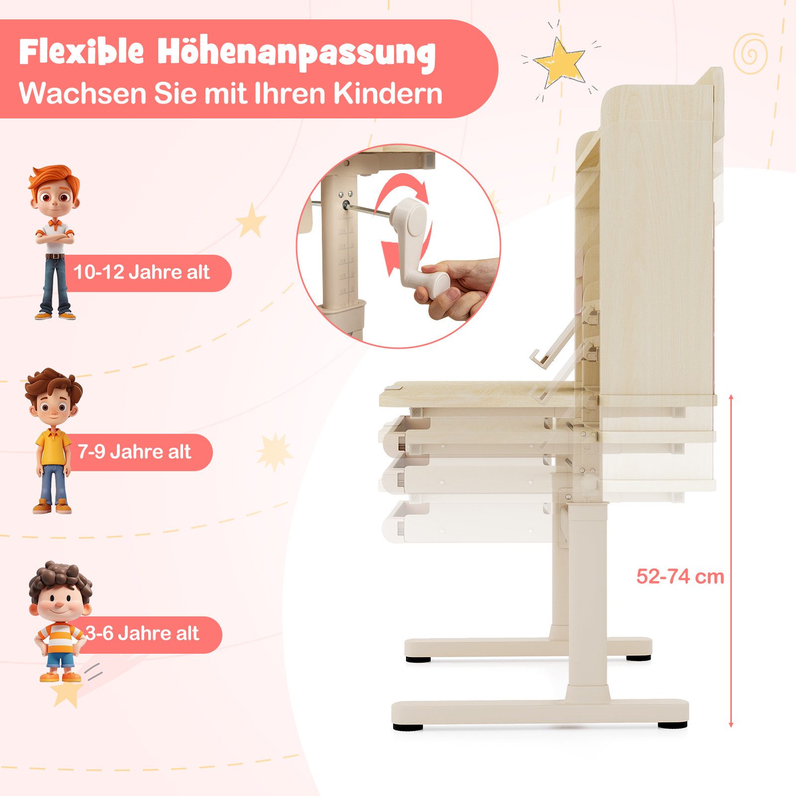 COSTWAY Kindertisch, mit Regal & Schublade, günstig online kaufen