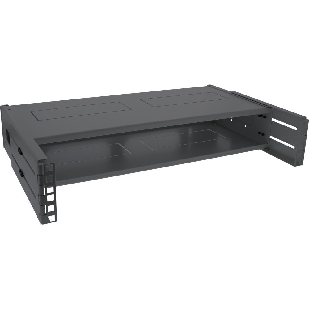 Rack zur Wandmontage, 2HE, 24-40cm Tiefe, mit Abdeckung, schwarz Netzwerk-Patch-Panel