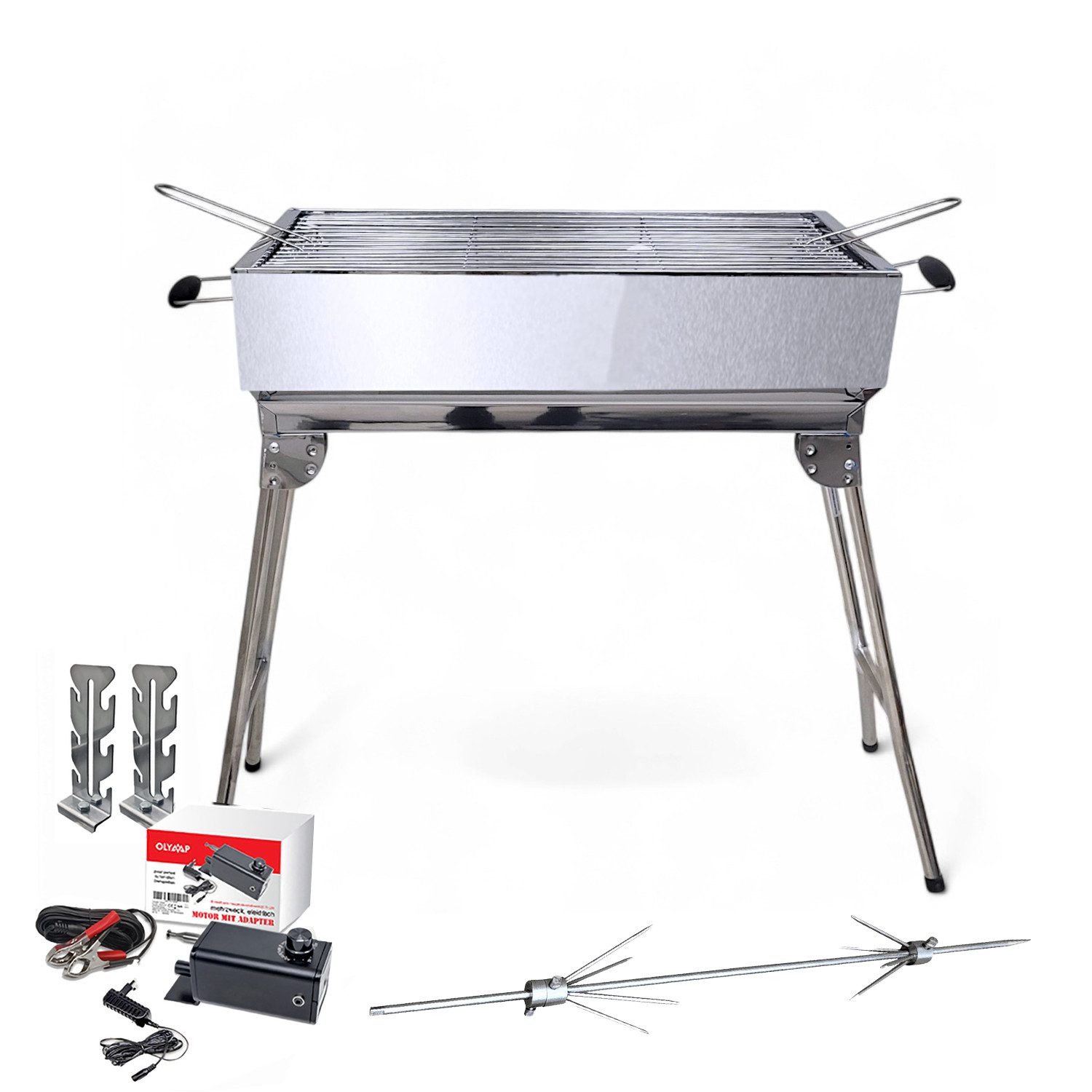 Grillpeter Holzkohlegrill Mangal Kairat mit Döner Hähnchen Drehspieß Motor