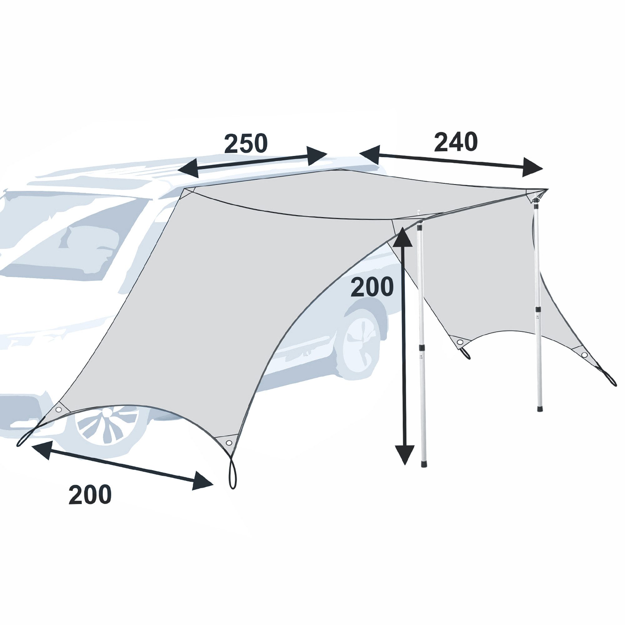 yourGEAR Vorzelt yourGEAR Tropea Bus Vorzelt UV 50+ Tarp Sonnensegel Bulli Wohnmobil, Personen: 0