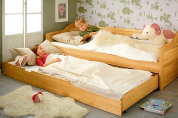 BioKinder - Das gesunde Kinderzimmer Funktionsbett Nico, Komplett-Set Sofabett mit Roll-Lattenrost und Matratze