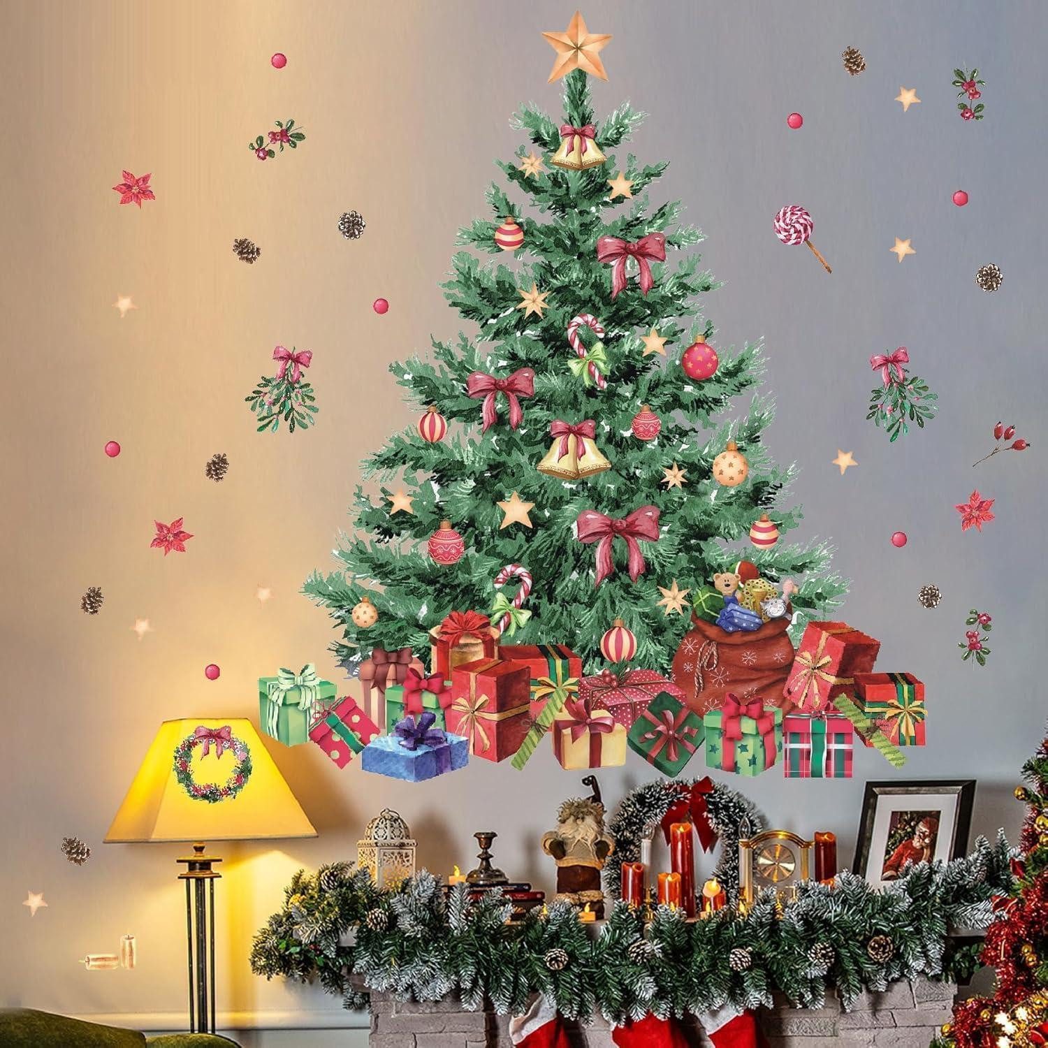 LuxusKollektion Fensterbild Wandtattoo Weihnachtsbaum Aquarell Glitzer