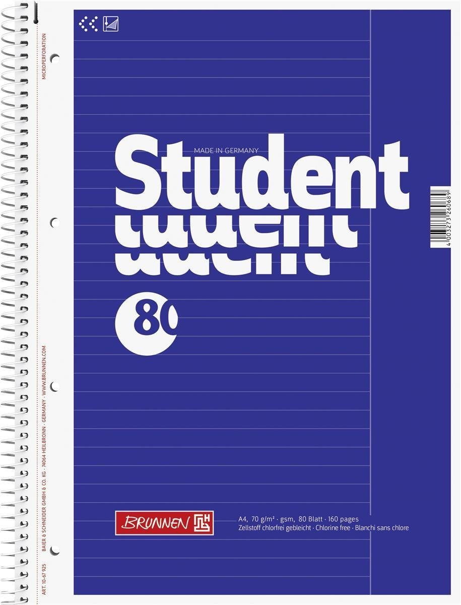 Collegeblock Collegeblock Student A4 liniert, mit Rand, Lin. 25 Deckblatt: blau