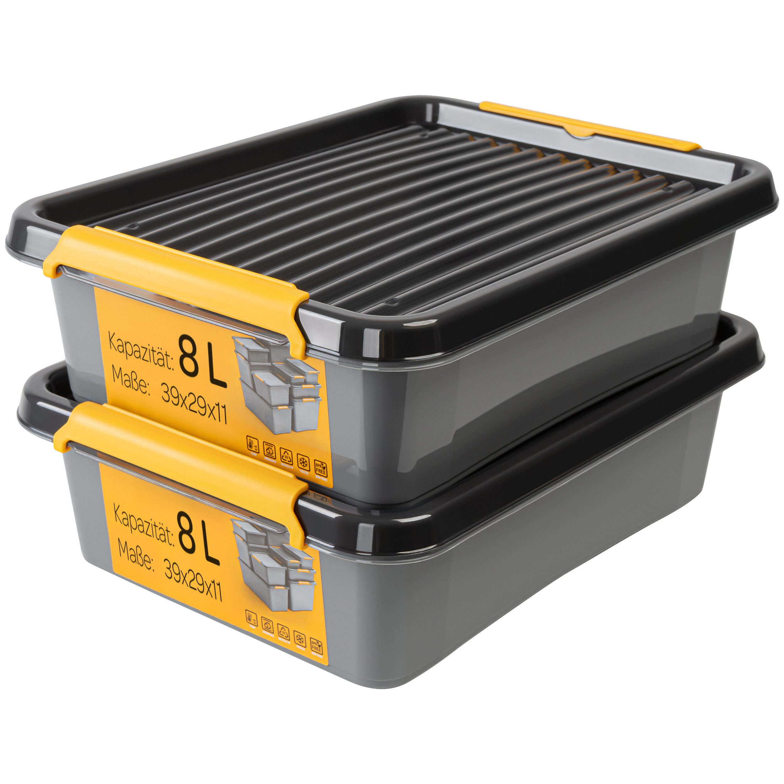 KONZEPT Aufbewahrungsbox mit Deckel, Stapelbox Set 2 Stk. für Keller, Werks günstig online kaufen