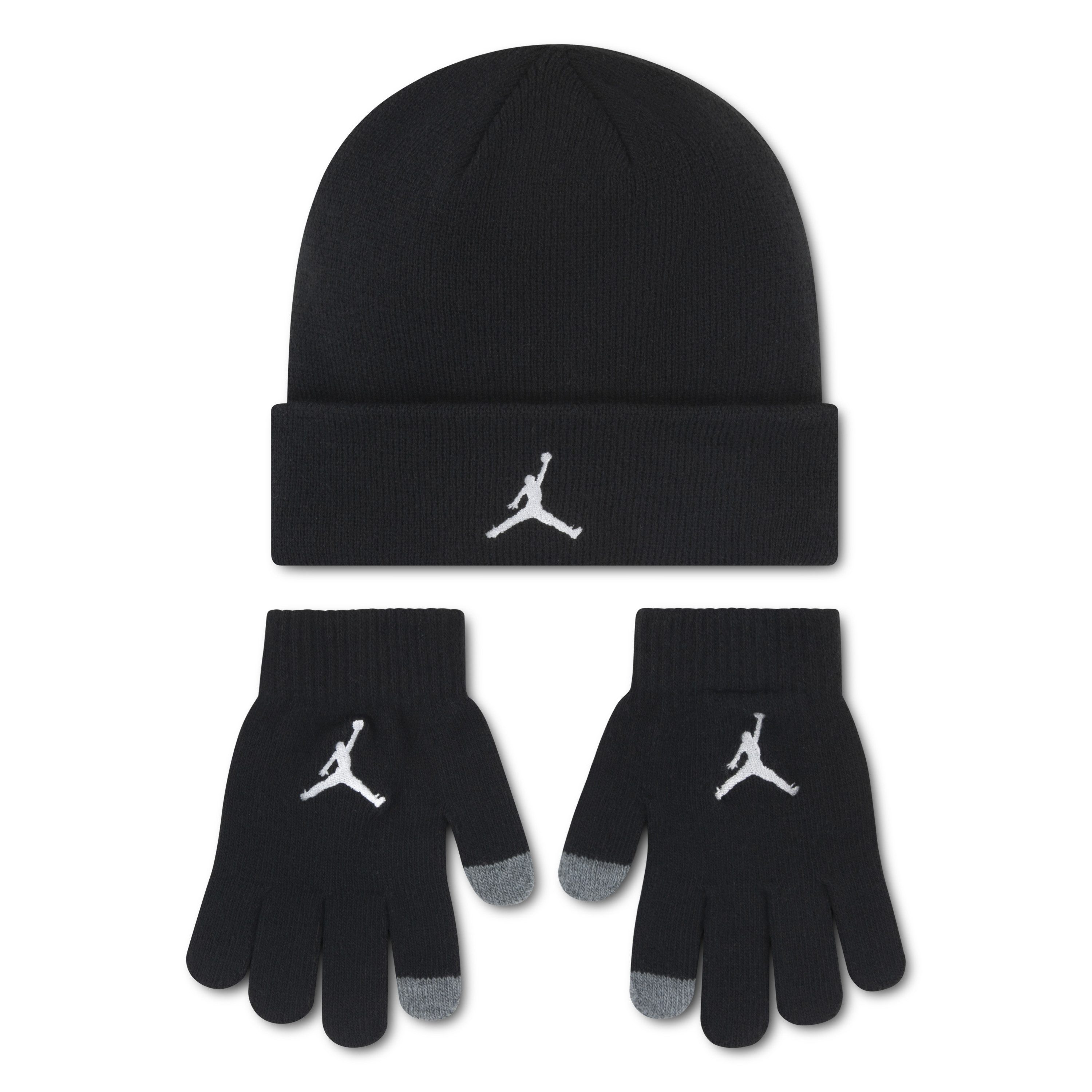 Jordan Beanie JAN JORDAN ESSENTIALS BEANIE S (2-St) für Kinder, 2-teiliges Set, mit Logostickerei, unifarbene Optik