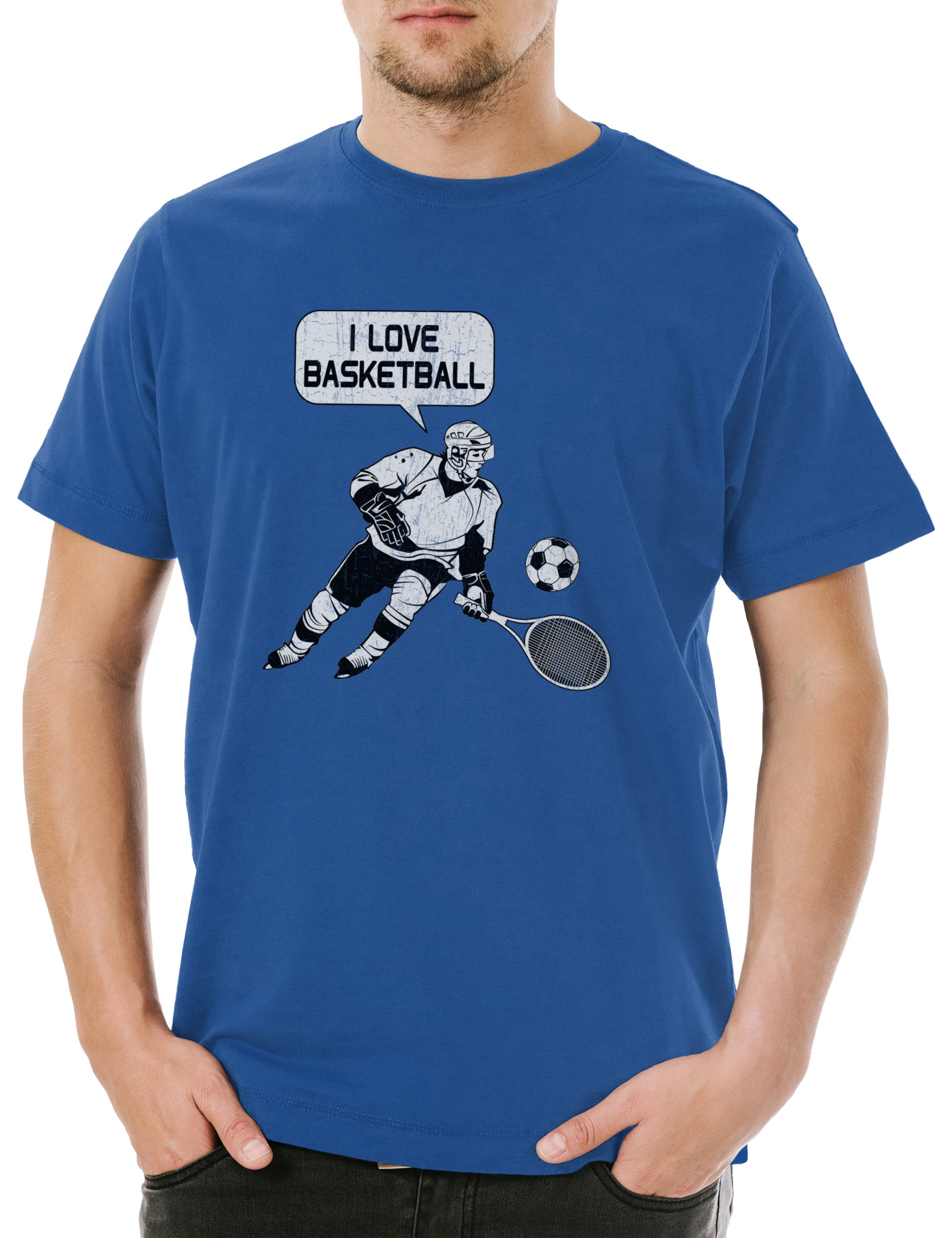 Print-Shirt I Love Basketball Herren T-Shirt Tennis Ice Hockey Eishockey Soccer