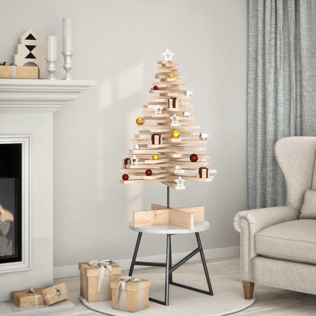 vidaXL Künstlicher Weihnachtsbaum Weihnachtsbaum Holz zum Schmücken 100 cm Massivholz Kiefer