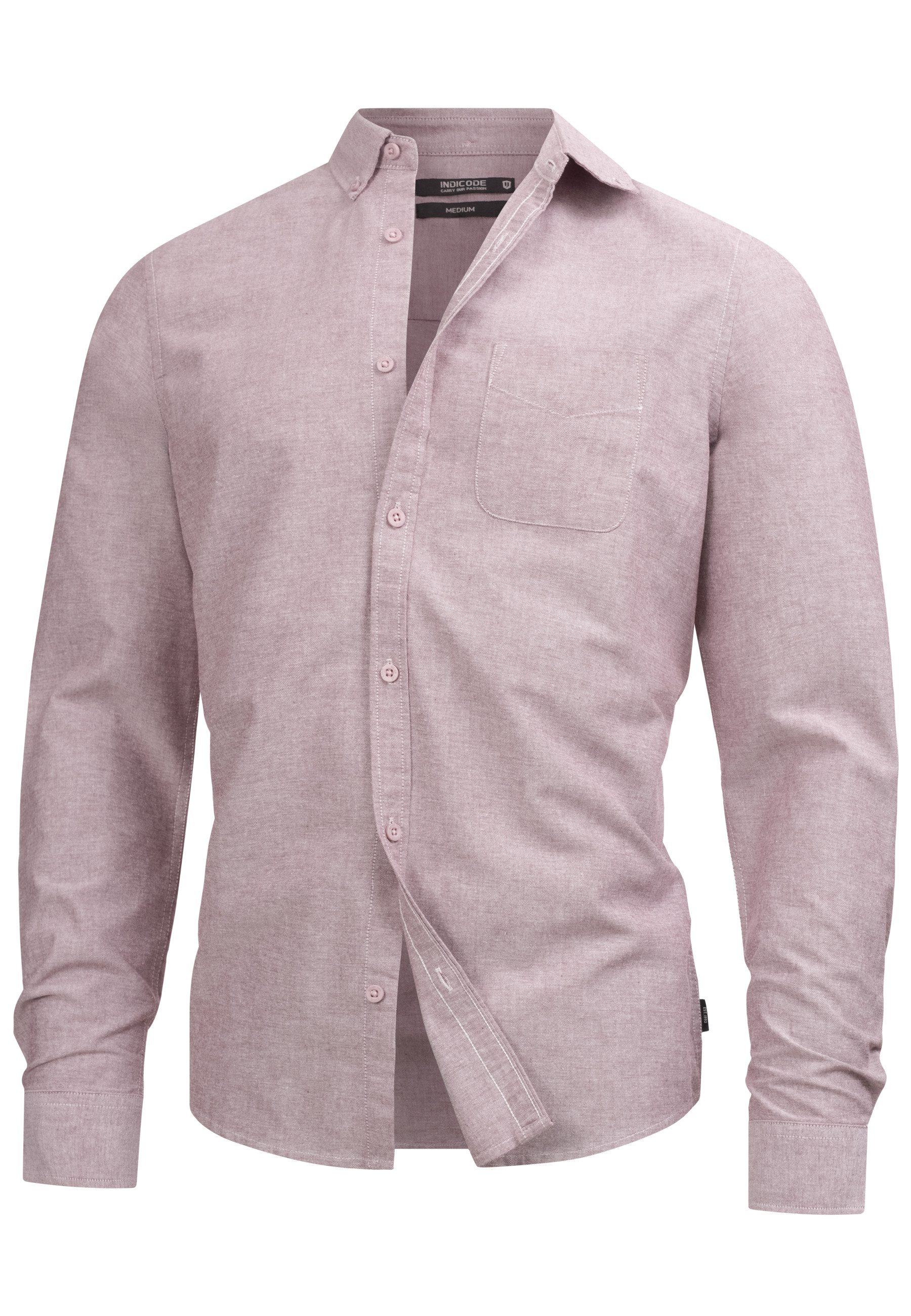 Indicode Langarmhemd Herren Kepner Herrenhemd Langarm mit Button-Down-Krage günstig online kaufen