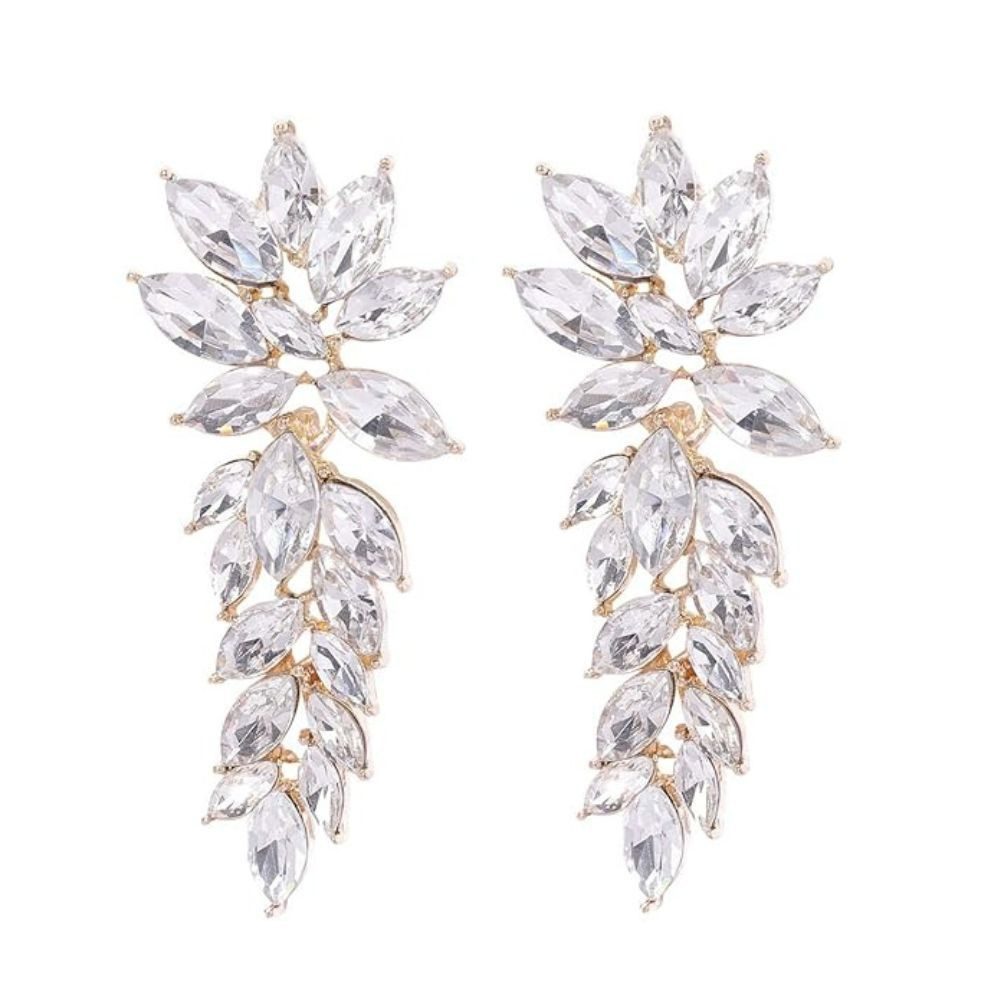 YouBella Ohrhänger-Set Kristalltropfen und Dangler Ohrringe Für Frauen & Mädchen (Inhalt der Packung: Paar Ohrringe x 1, Perfekt für besondere Anlässe & Office Wear), Vergoldet Modische künstliche Schmuck