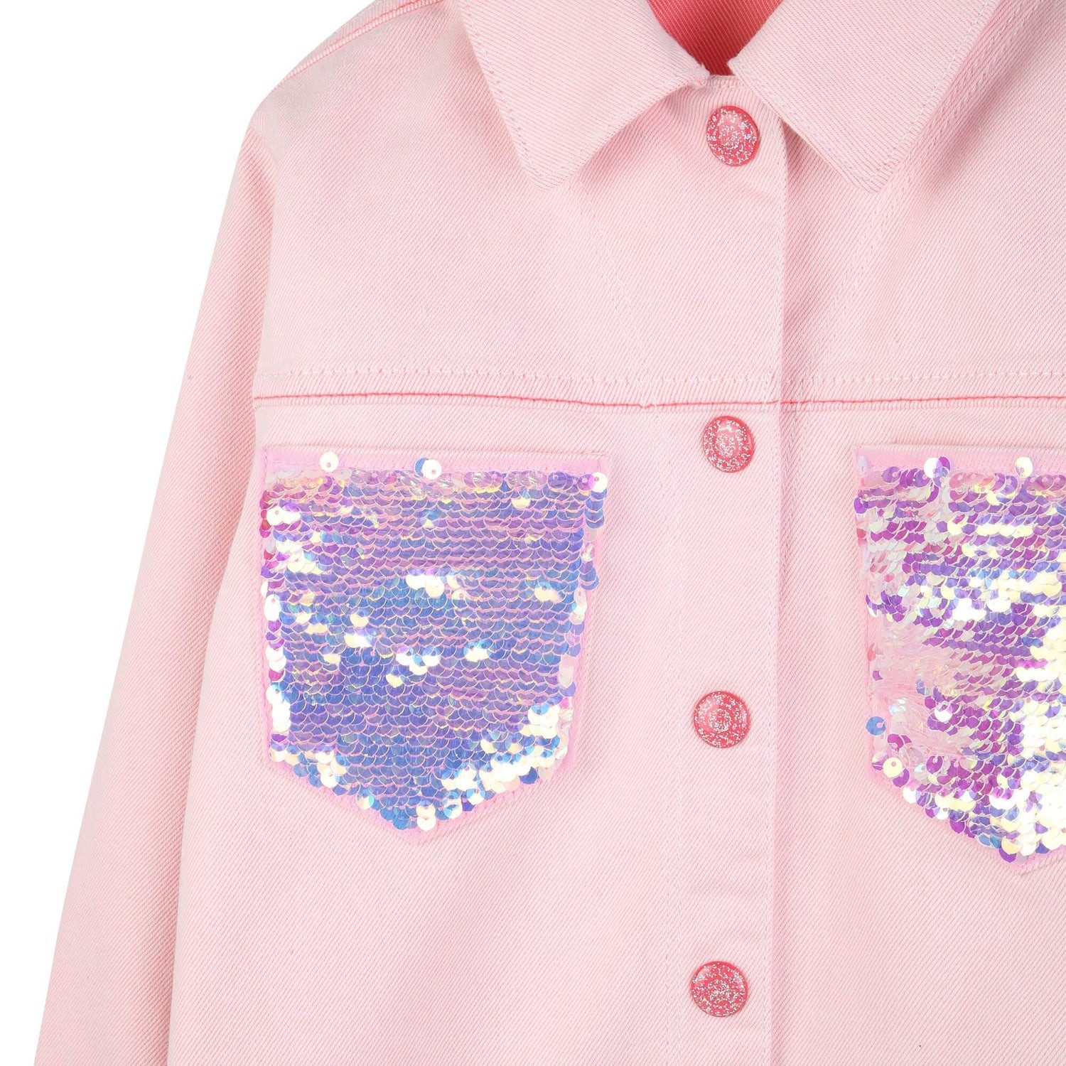 Billieblush Jeansjacke BILLIEBLUSH Jacke mit Pailletten-Taschen – für glitzernde Auftritte im