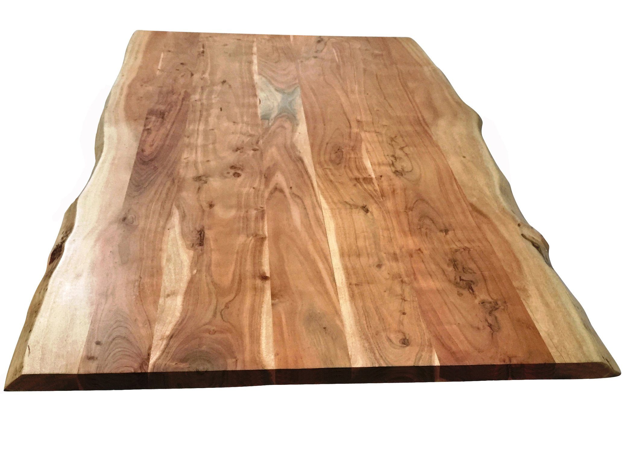 TPFLiving Baumkantentisch Stratos - Platte Akazie, Gestell Metall (mit Baumkante wie gewachsen - Platte natur, Gestell antikschwarz, Baumkantentisch - Desinger Tisch Luxus - Esstisch massiv), Plattenstärke 36 mm - Baumkantentisch 180x90cm