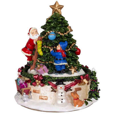 Christmas Paradise Spieluhr Weihnachtsbaum 15cm, mit Weihnachtsmann auf Leiter, (mechanisch aufziehbar, Weihnachtsdeko, 1-tlg), mit Melodie, dreht sich