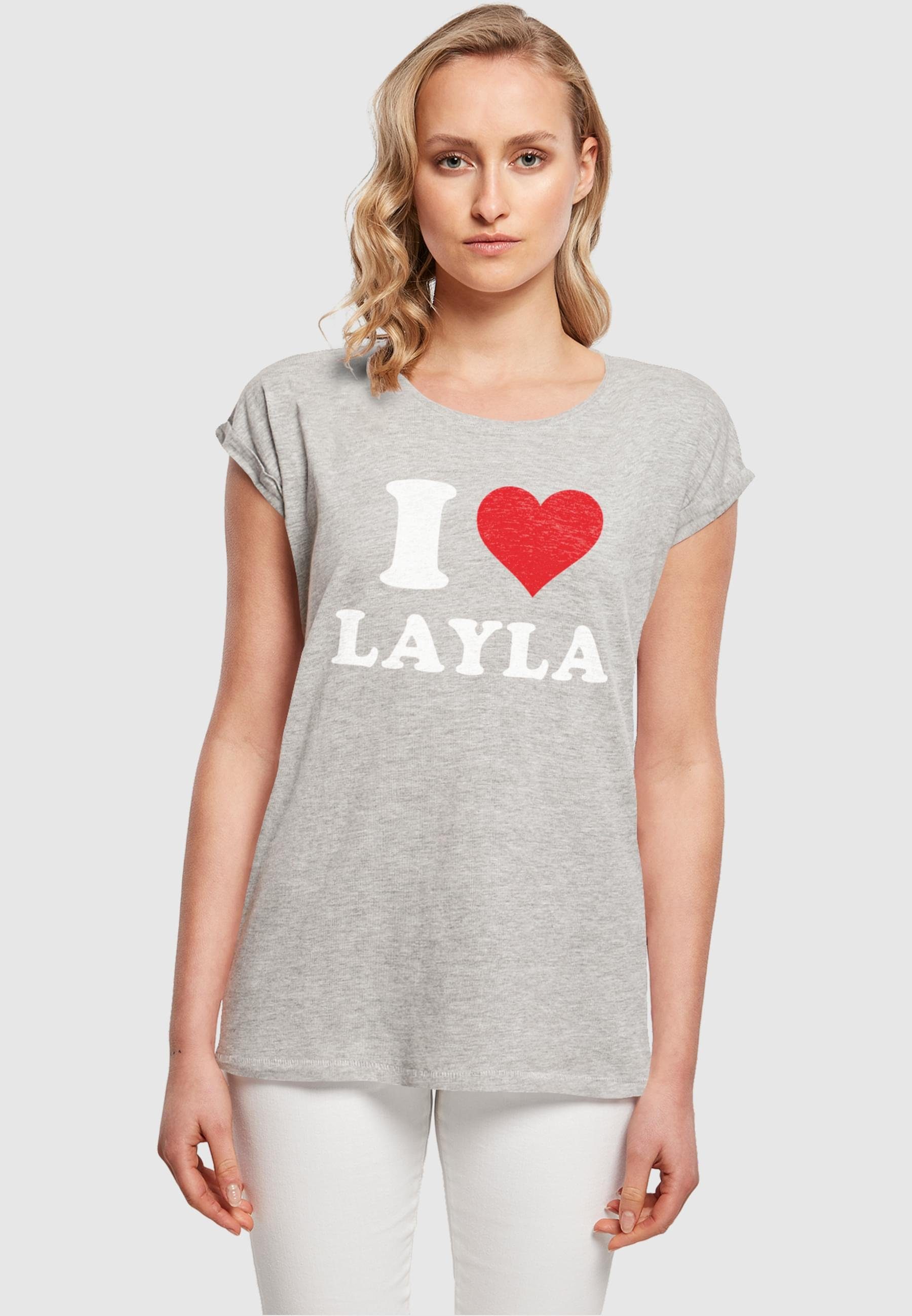 (1-tlg) Merchcode T-Shirt X Love I Layla T-Shirt Ladies Damen heathergrey