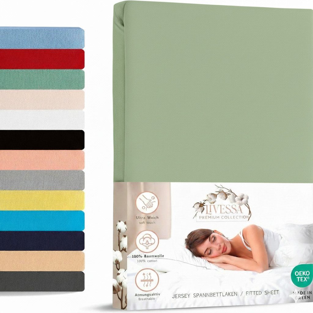 livessa Spannbettlaken Jersey Spannbettlaken 100% Baumwolle – Atmungsaktiv günstig online kaufen
