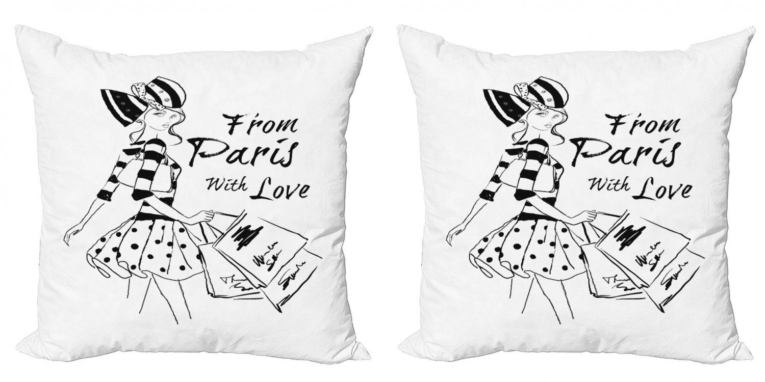 Kissenbezüge Modern Accent Doppelseitiger Abakuhaus Fashion Mädchen (2 Stück), Digitaldruck, Love Paris
