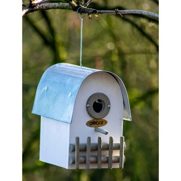 dobar Vogelhaus Vogelnistkasten Ivory mit Zink-Runddach Weiß und Silbern