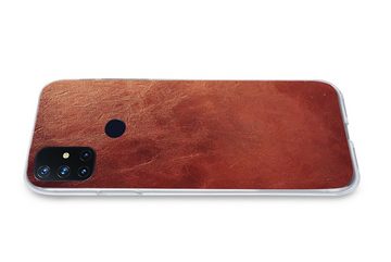 MuchoWow Handyhülle Leder - Lederoptik - Braun - Hell, Phone Case, Handyhülle OnePlus Nord N10 5G, Silikon, Schutzhülle
