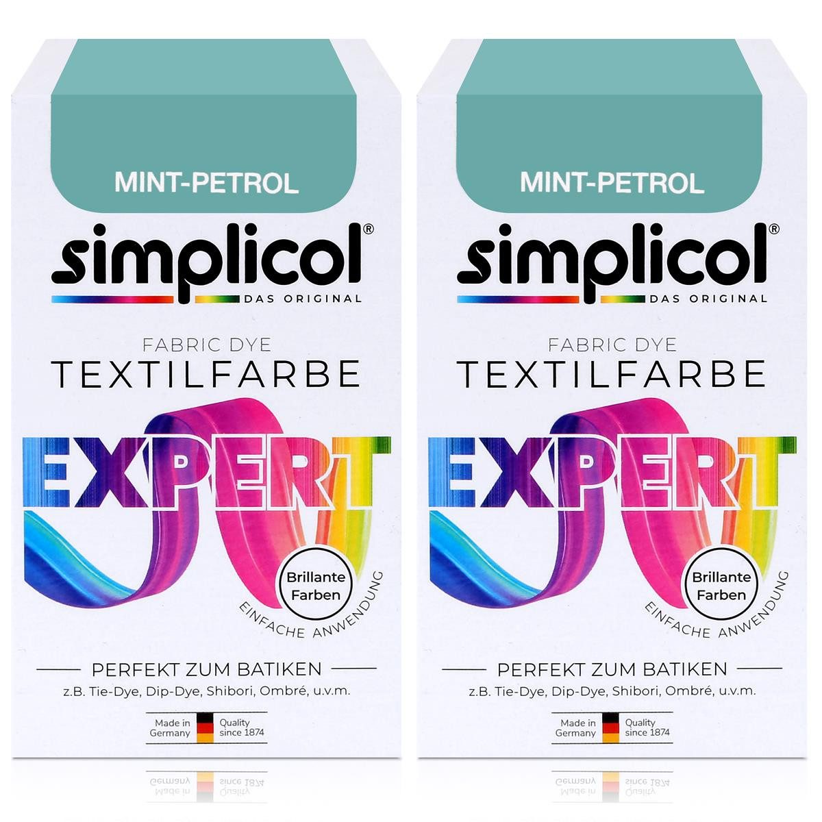 Textilfarbe Simplicol Textilfarbe expert Mint-Petrol 150g - Farbe zum Färben (2er