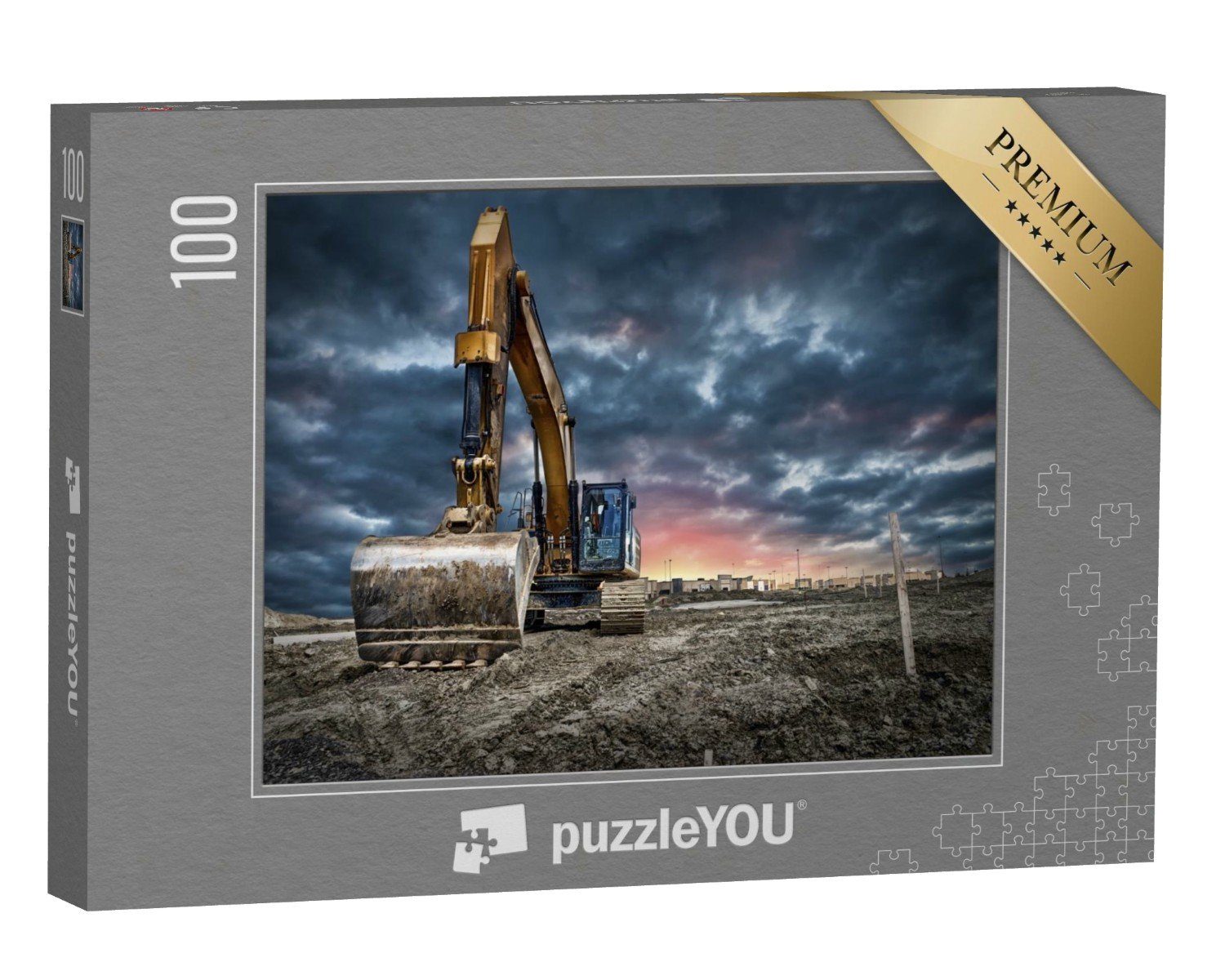 puzzleYOU Puzzle Baggermaschinen auf einer Baustelle, 100 Puzzleteile, puzzleYOU-Kollektionen Bagger