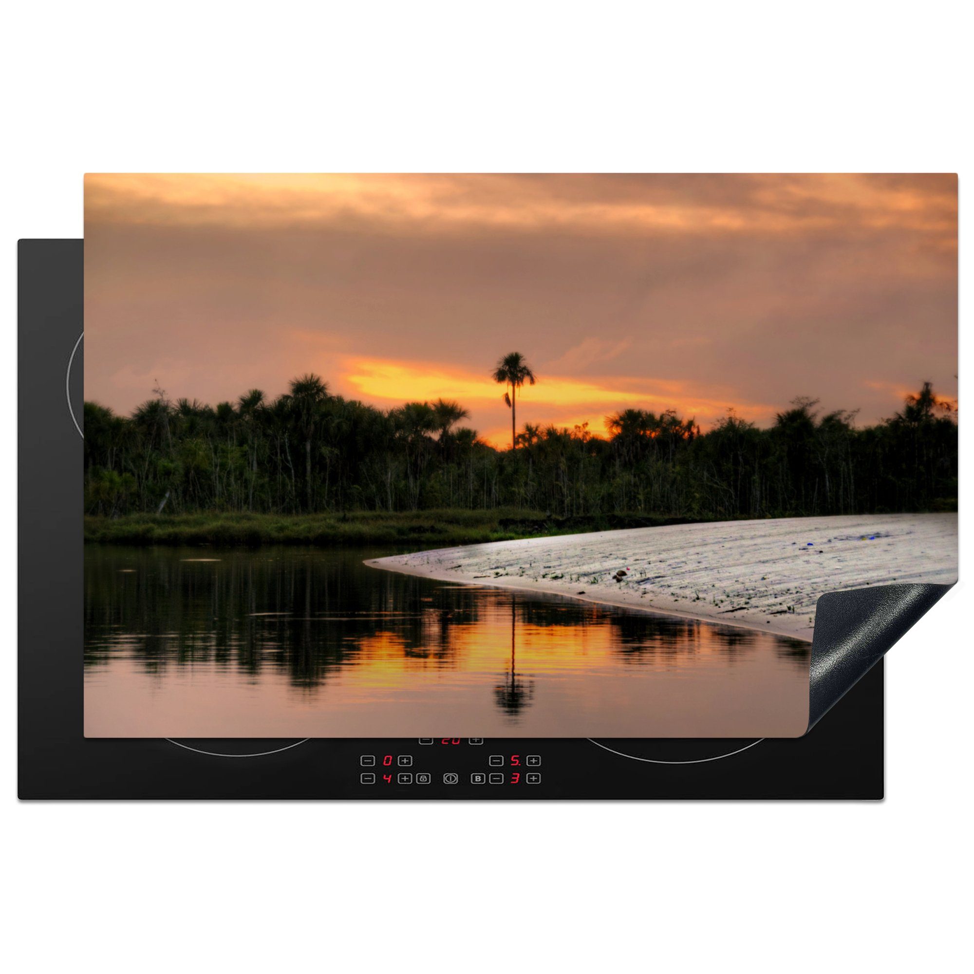 MuchoWow Herdblende-/Abdeckplatte Sonnenuntergang Vinyl, Induktionskochfeld Schutz Ceranfeldabdeckung in 81x52 für (1 Guyana, tlg), die im Regenwald cm, küche