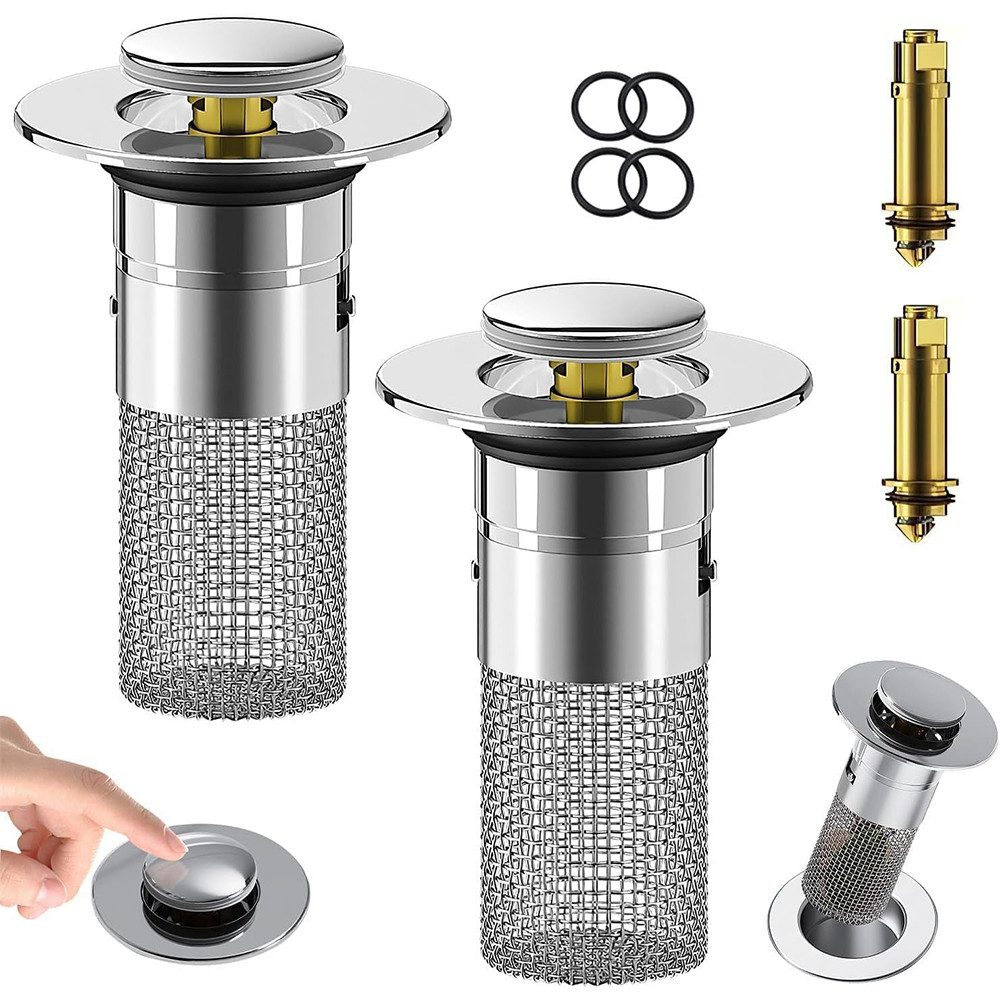 NUODWELL Waschbeckenstöpsel 2 Stücke Pop Up Waschbecken Abflussfilter für 3 günstig online kaufen