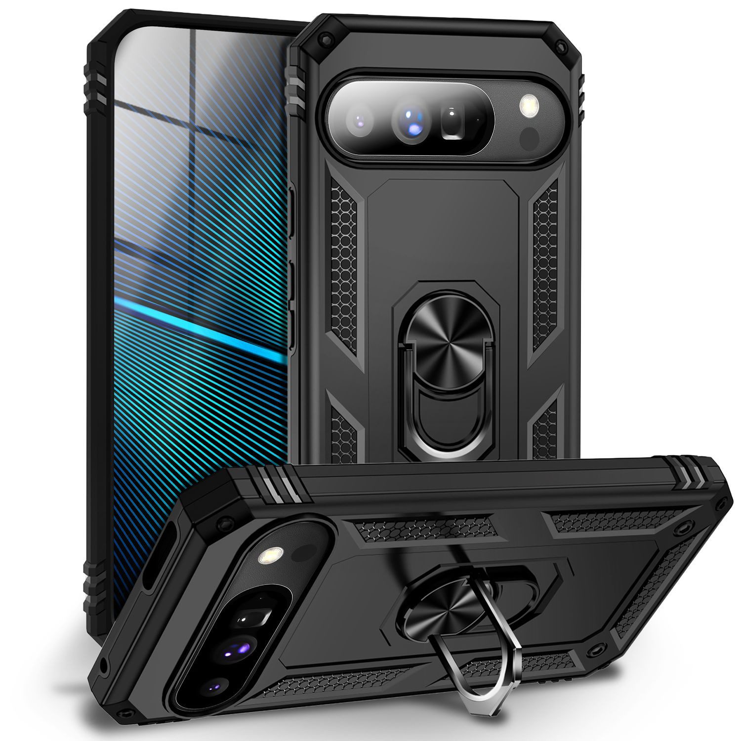 Nalia Smartphone-Hülle Google Pixel 10 Pro XL, Military Style Panzerhülle / Extrem Robust / 360° Ring / Outdoor Case