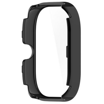 Wigento Smartwatch-Hülle Für Xiaomi Redmi Watch 4 Kunststoff Watch Hülle + Schutzglas Schwarz