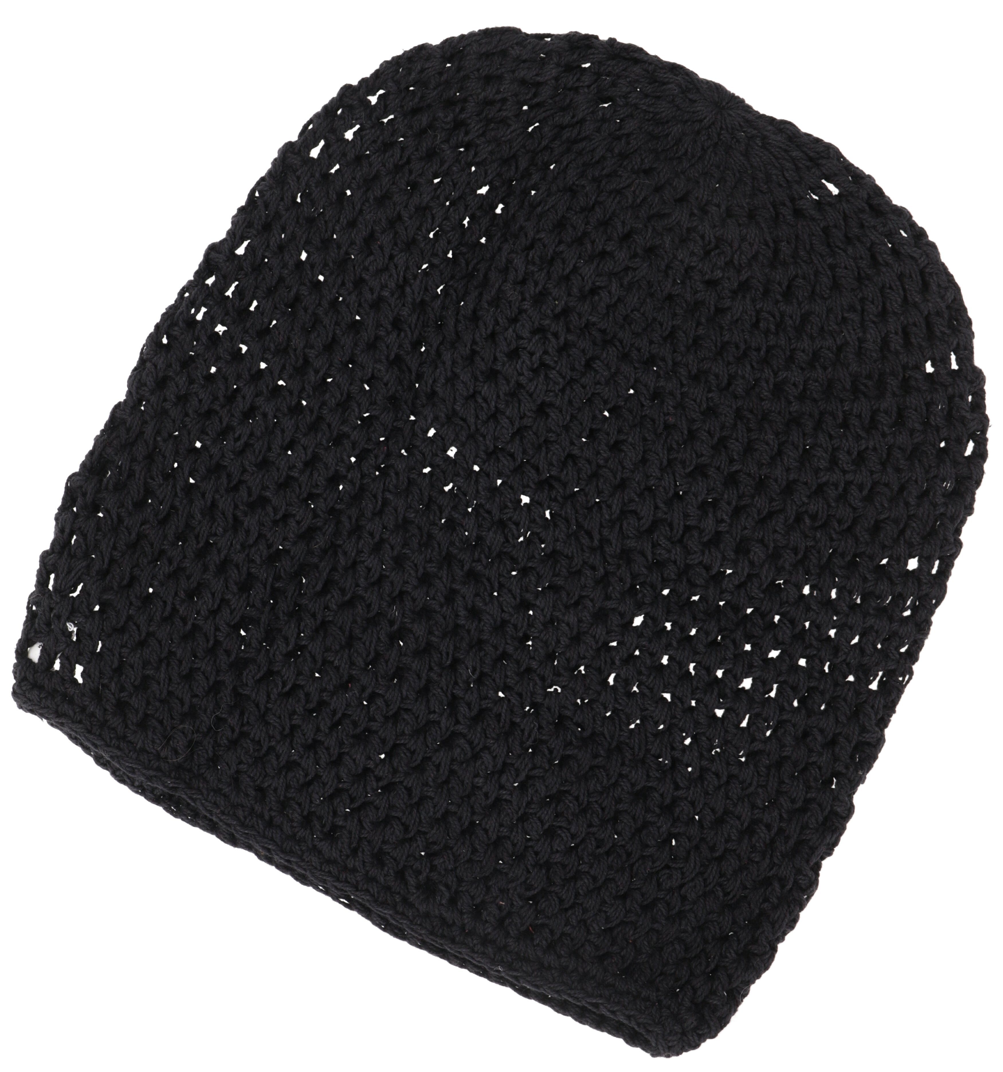 Guru-Shop Strickmütze Beanie, Baumwoll-Häkelmütze - schwarz günstig online kaufen
