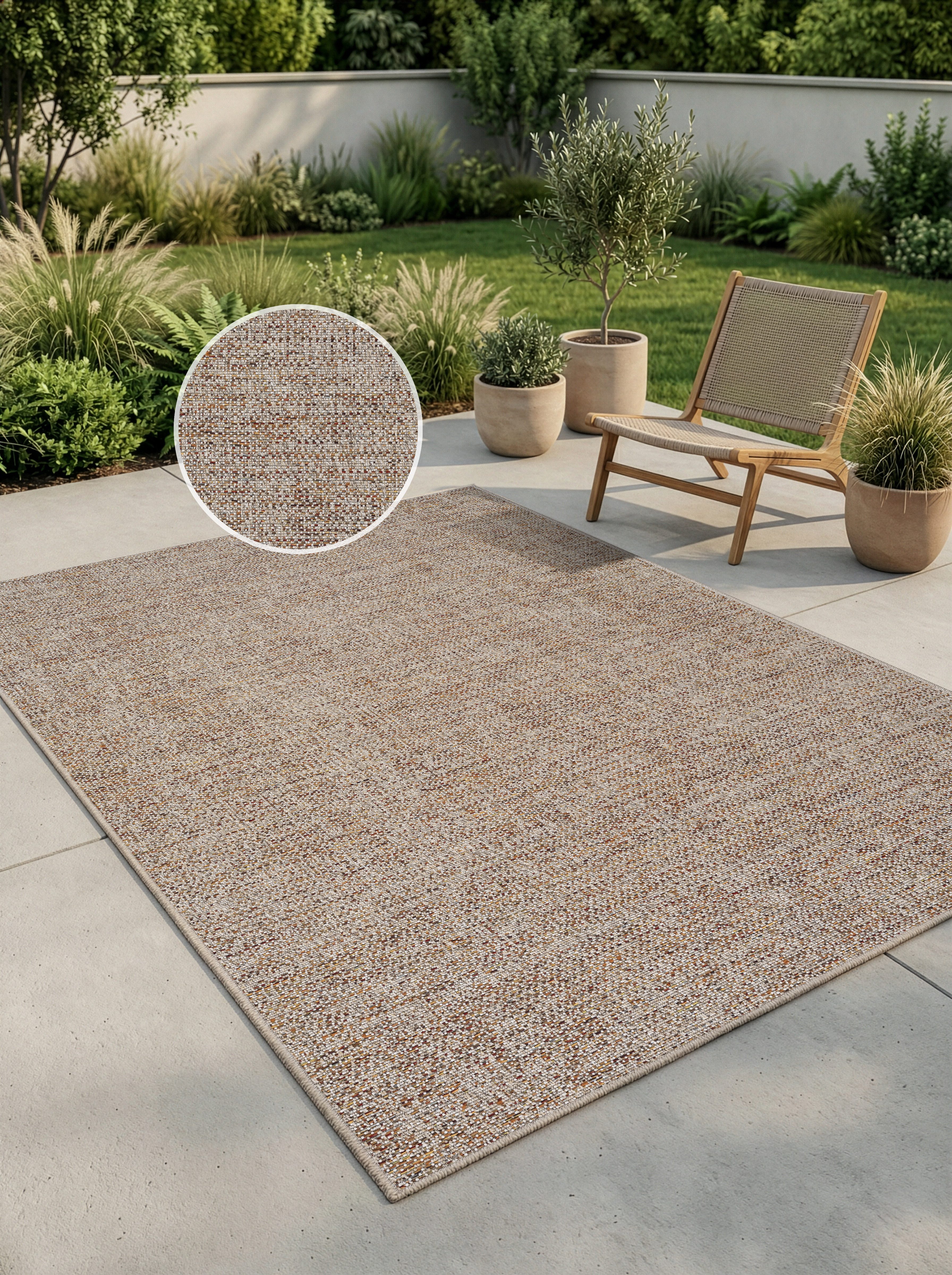 OTTO home Teppich Lennor, In- und Outdoor geeignet, Balkon, Camping, rechteckig, Höhe: 8 mm, Wetterfest & UV-beständig, meliert, Sisal-Optik, Esszimmer, Wohnzimmer