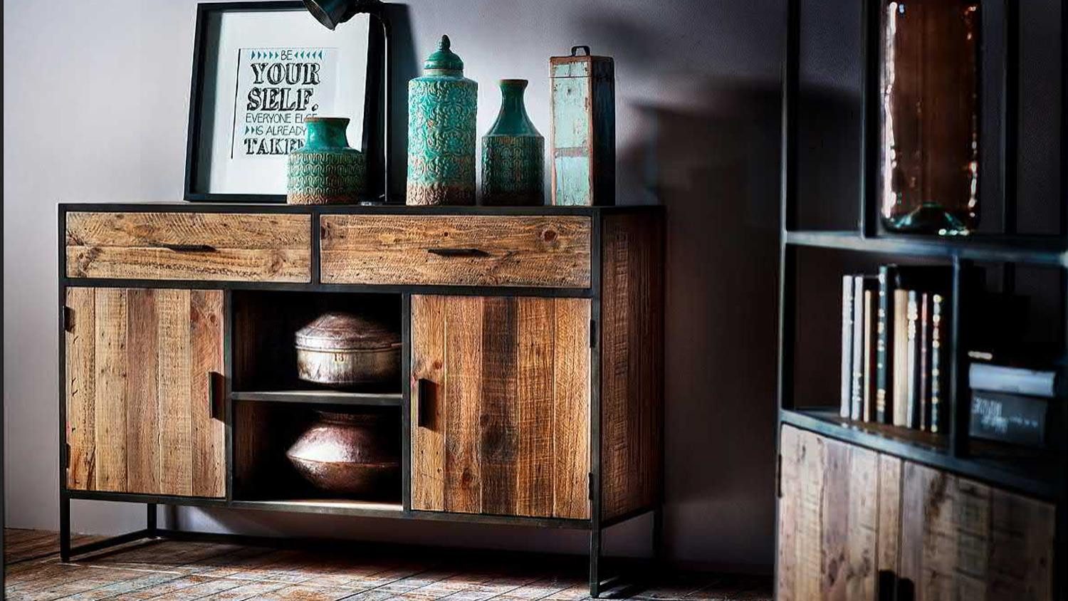 MCA living Sideboard Sideboard Baldwin Kiefer Massivholz Vintage braun Breite 146cm