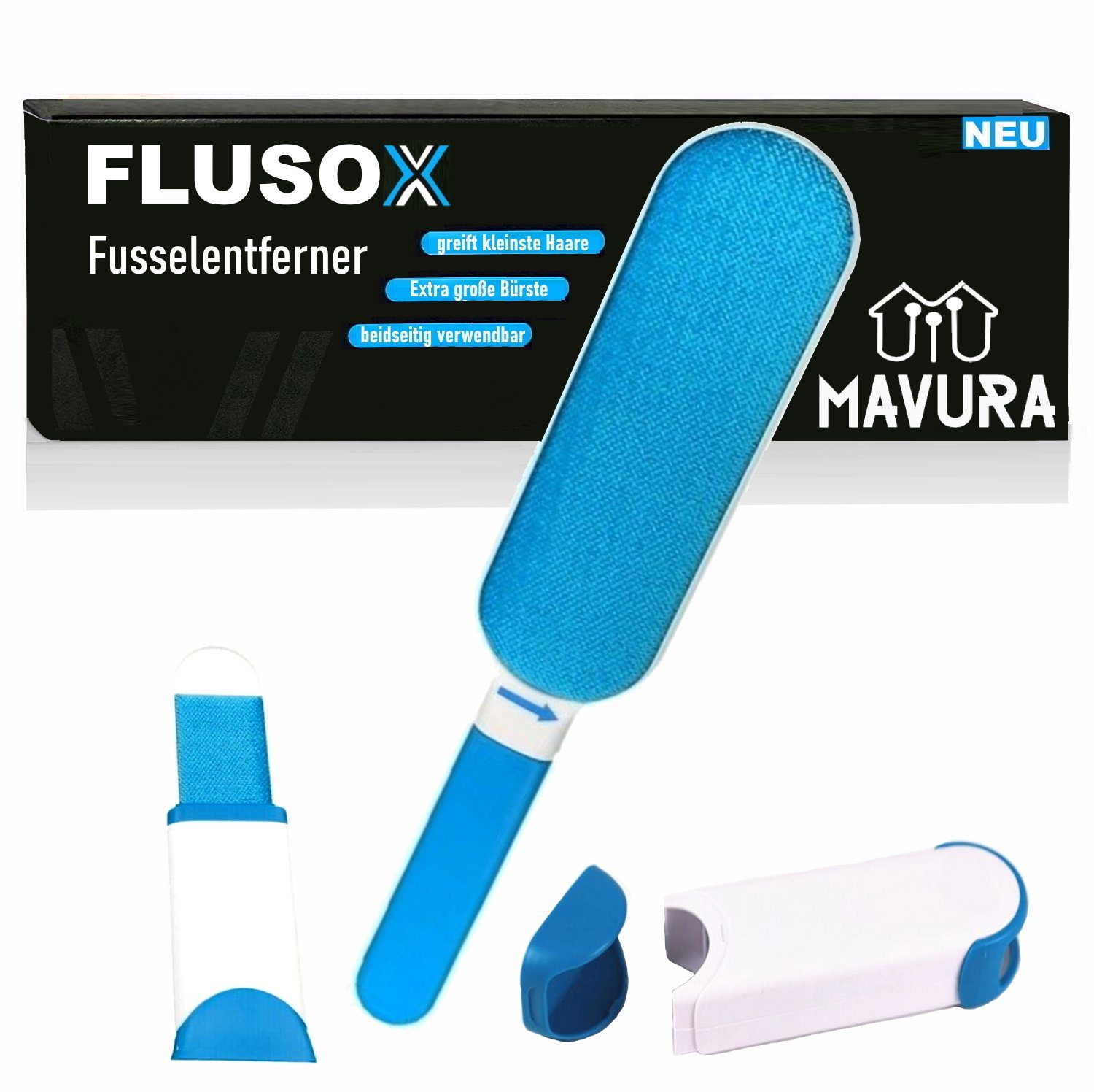 MAVURA Fusselbürste FLUSOX Mini Haarentferner inkl. Fusselentferner Fusselbürste FLUSOX Fussel Set Fusselroller, Flusenentferner Flusenbürste