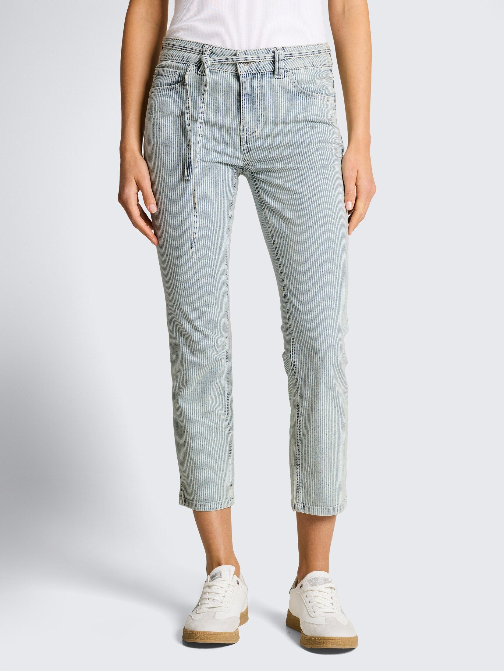 TOM TAILOR Slim-fit-Jeans Jeanshosen TTLENE SLIM CROPPED Jeans mit Streifenmuster