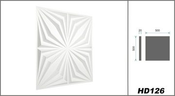 Hexim Wanddekoobjekt HD126 (PVC Kunststoff - weiße Wandverkleidung mit 3D Optik - Abstrakte Motive (0.25 qm 1 Platte) Wandverblender Wanddeko)