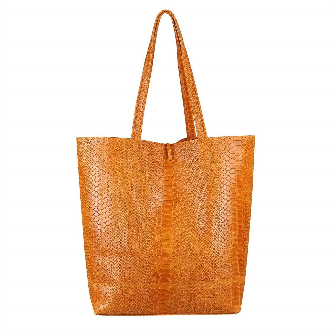 ITALYSHOP24 Schultertasche Made in Italy Damen Premium Leder SHOPPER Tasche HOBO Umhängetasche, Echtleder Business Bag leicht groß klassisch sicher geräumig Beutel