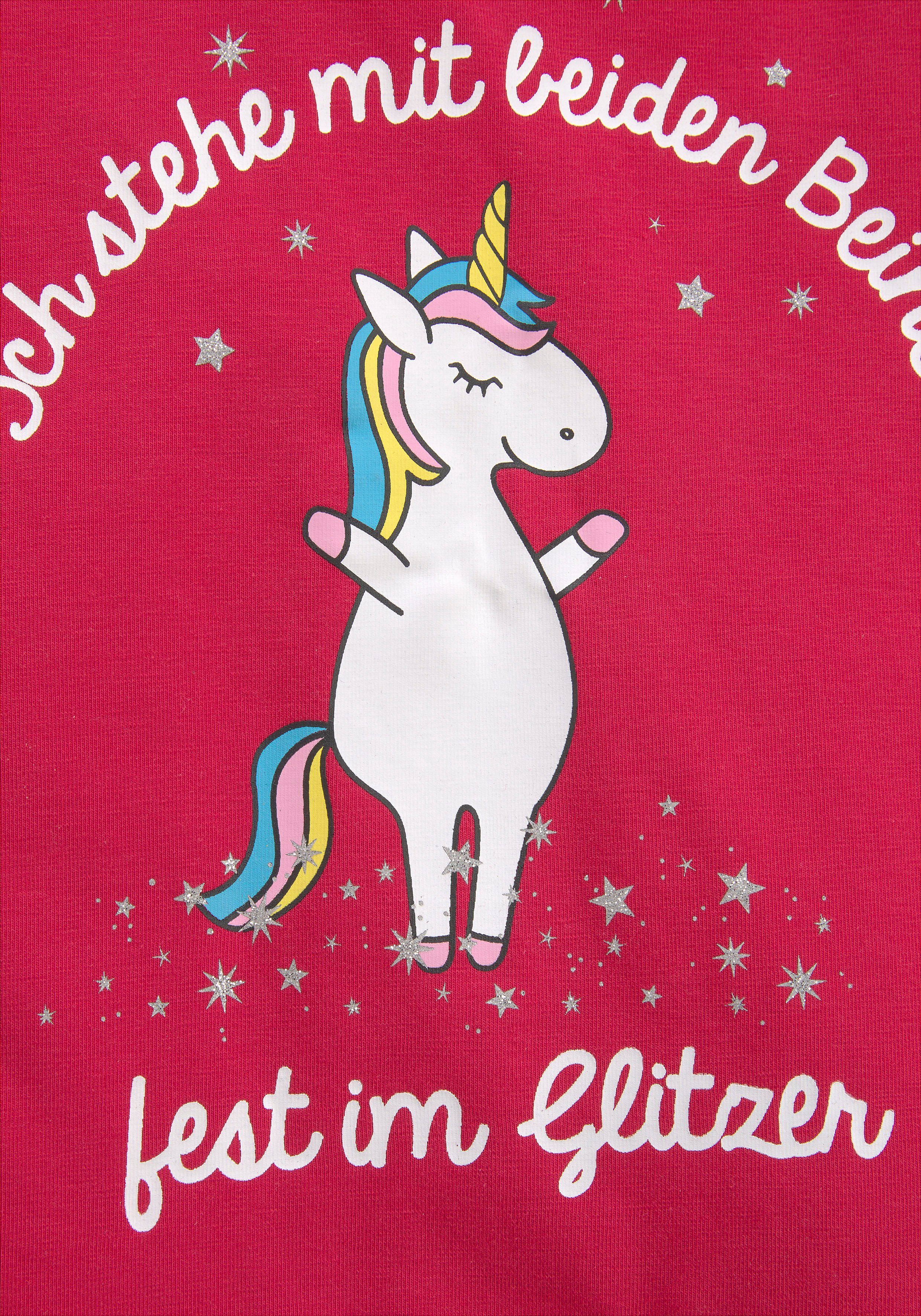 KIDSWORLD Jerseykleid Einhorn festliche Anlässe, kniefreie Länge, aus Baumwollmischung